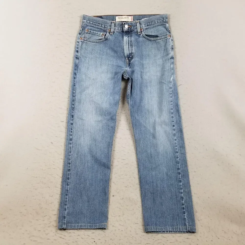 Levis 505 Jeans Mens 32x30 Blue Light Wash Straight‎ 100% Cotton Denim Pants